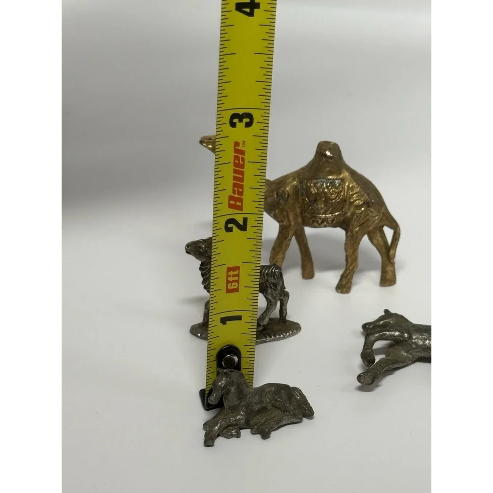 Vintage Brass And Pewter Horse Camel Animal Set Figures Set Of 4